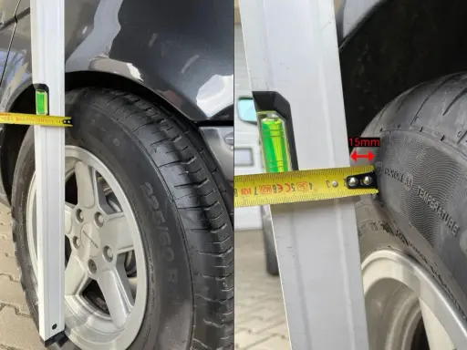 Porównanie dystansów przed i po montażu. Po lewej widoczny dystans 0mm, po prawej 15mm.