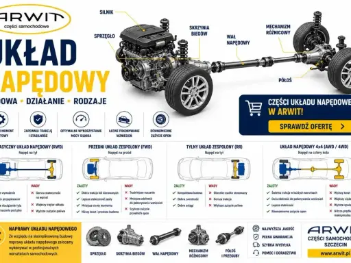 Schemat układu napędowego: silnik, skrzynia biegów, wał napędowy, mechanizm różnicowy, półosie. Omówienie budowy i rodzajów napędów.