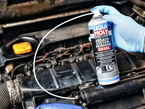 Czyszczenie układu dolotowego silnika diesla. Preparat Liqui Moly usuwa nagar, poprawiając pracę zaworu EGR.