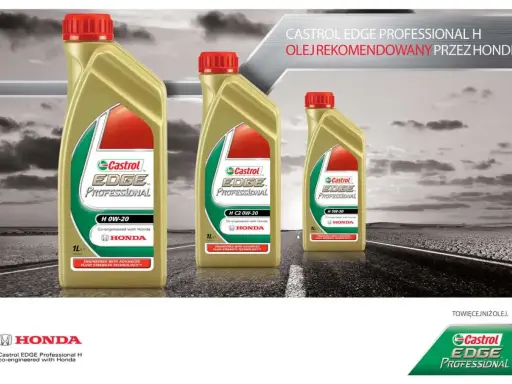 Trzy butelki oleju Castrol EDGE Professional H, rekomendowanego przez Hondę. Czy Castrol to dobry olej? Tak, dla Twojej Hondy.