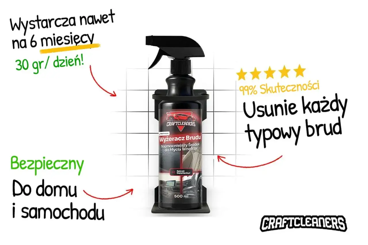Wyżeracz Brudu Craftcleanners: jak usunąć wrośnięty brud z wnętrza domu i samochodu. 99% skuteczności, bezpieczny.